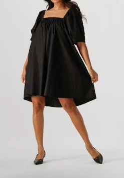 zwarte gestuz mini jurk elarahgz linen short dress
