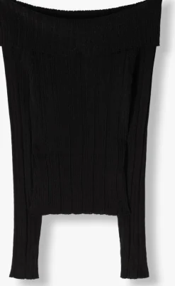 zwarte gestuz tops & t-shirts silvigz rib ls off shoulder