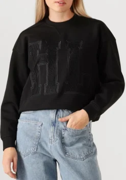 zwarte haute l'amitié sweater lace application sweat