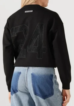 zwarte haute l'amitié sweater lace application sweat