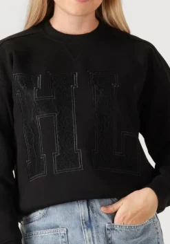 zwarte haute l'amitié sweater lace application sweat