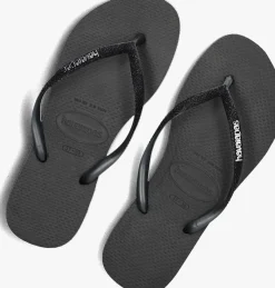 zwarte havaianas teenslippers slim glitter ii