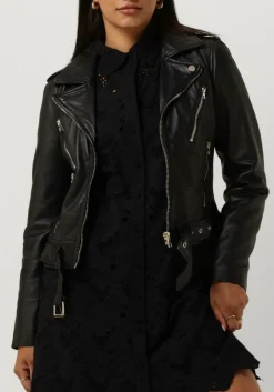 zwarte ibana leren jas moss