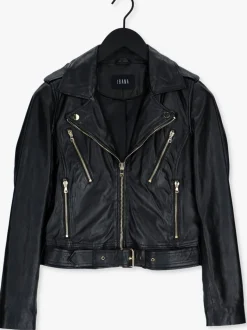 zwarte ibana leren jas moss