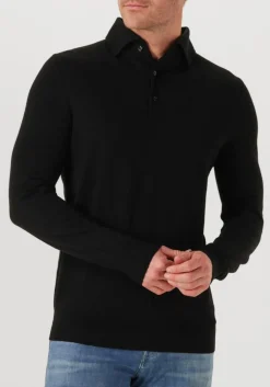 zwarte leurink knit polo polo hidden button down