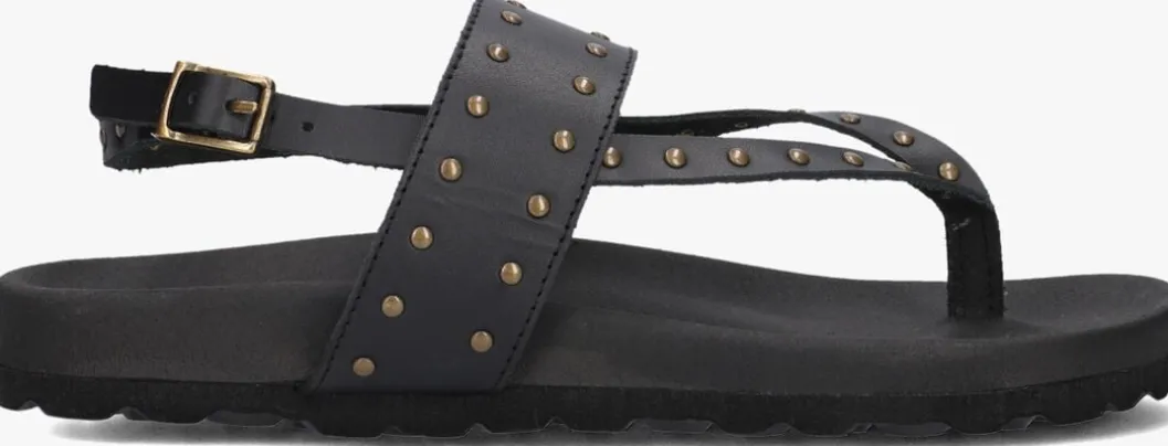 zwarte lina locchi sandalen led teenslip sandaal met studs
