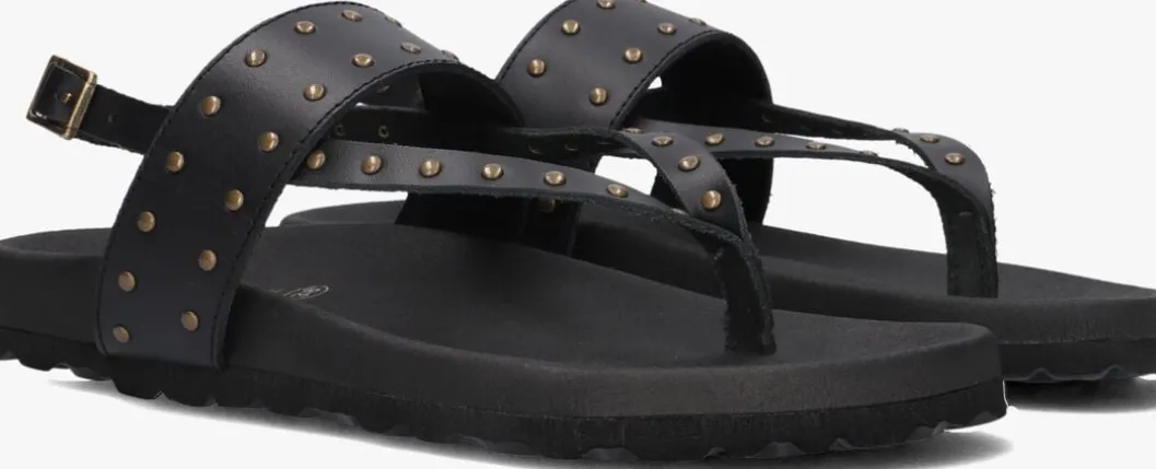 zwarte lina locchi sandalen led teenslip sandaal met studs