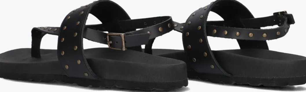 zwarte lina locchi sandalen led teenslip sandaal met studs