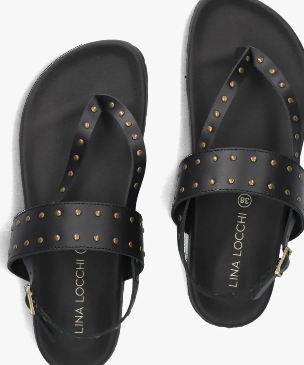 zwarte lina locchi sandalen led teenslip sandaal met studs