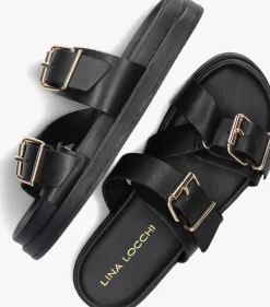 zwarte lina locchi slippers led 2 band slipper dz