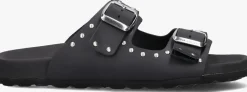 zwarte lina locchi slippers 2 gesp slipper met studs