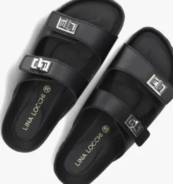 zwarte lina locchi slippers led 2 band slipper