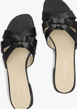 zwarte lina locchi slippers led knoop slipper