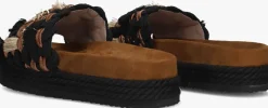 zwarte mou slippers monoband rope sandal fringes