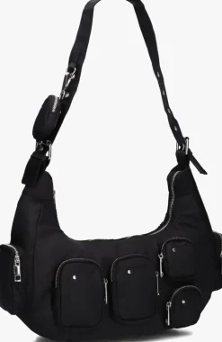 zwarte núnoo schoudertas sally pocket recycled nylon