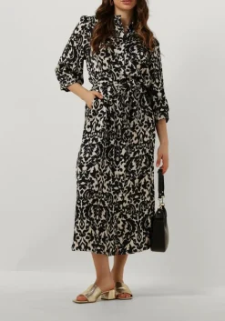 zwarte notre-v midi jurk satin dress one