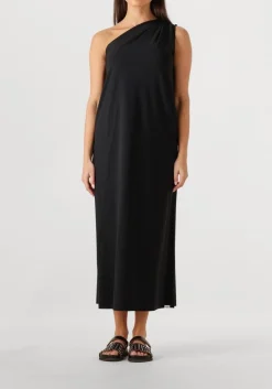 zwarte penn & ink midi jurk dress one shoulder