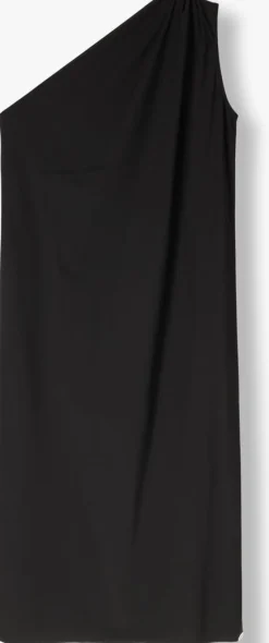 zwarte penn & ink midi jurk dress one shoulder