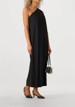 zwarte penn & ink midi jurk dress one shoulder