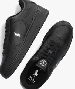 zwarte polo ralph lauren lage sneakers masters court low top