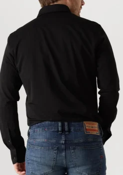 zwarte profuomo klassiek overhemd shirt x-cutaway japanese knitted