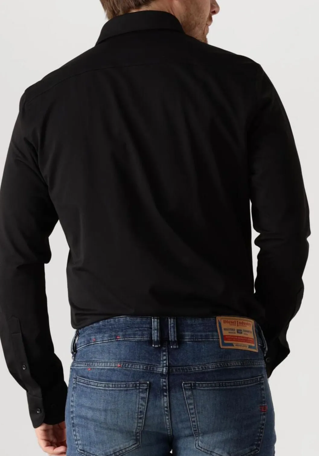 zwarte profuomo klassiek overhemd shirt x-cutaway japanese knitted