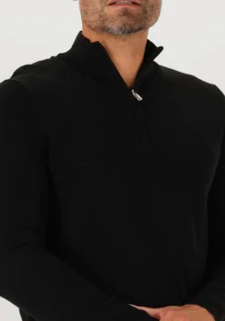 zwarte profuomo trui pullover half zip merino