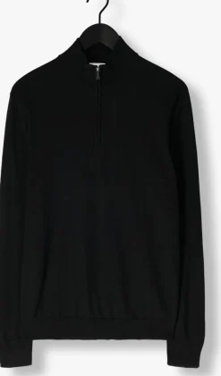 zwarte profuomo trui pullover half zip merino