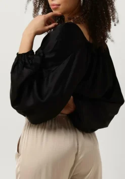 zwarte resort finest blouses satin balloon blouse