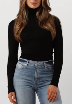 zwarte rosemunde coltrui silk t-shirt w/ roller neck