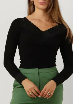 zwarte rosemunde tops & t-shirts bernadine organic t-shirt lace