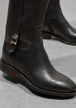 zwarte santoni hoge laarzen led gesp laars