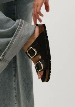 zwarte scholl slippers noelle