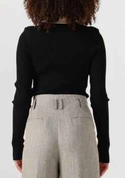 zwarte second female t-shirt josephine knit polo