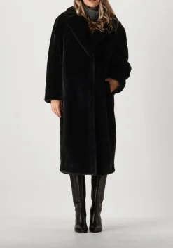 zwarte stand studio faux fur jas maria coat soft