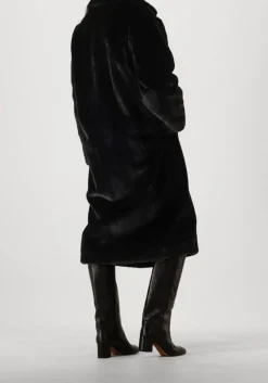 zwarte stand studio faux fur jas maria coat soft