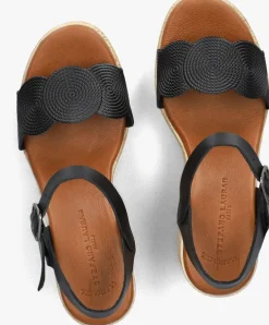 zwarte stefano lauran sandalen led koord sandaal sleehak