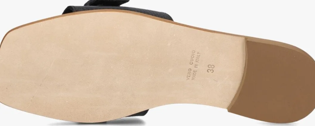 zwarte stefano lauran slippers led 1 band slipper met gesp