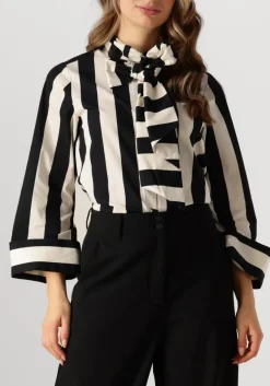 zwarte summum blouses blouse bow stripe printed