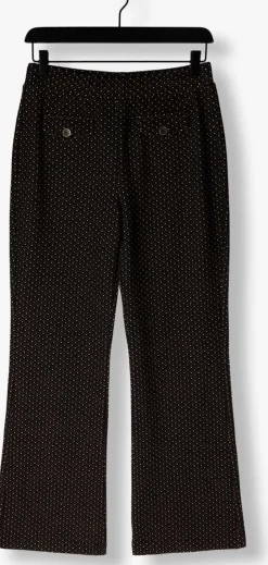 zwarte summum flared broek flared pants mini pattern jacquard