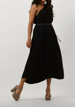 zwarte summum midi jurk dress quinty silky touch