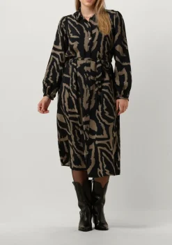 zwarte summum midi jurk dress abstract leaves