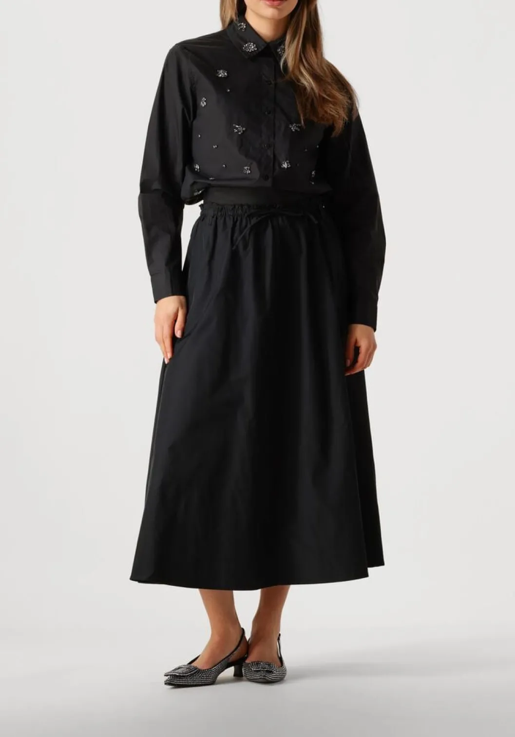 zwarte summum midirok skirt taft