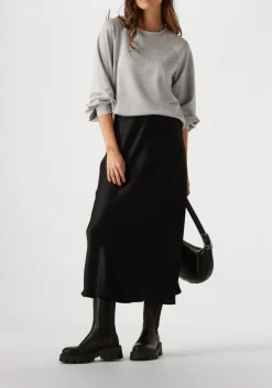 zwarte summum midirok skirt heavy silk touch
