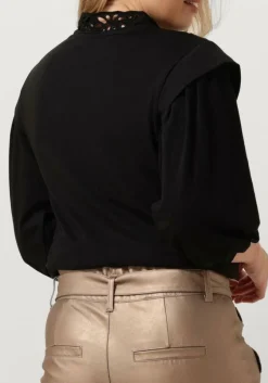 zwarte summum top jersey top 3/4 sleeve jersey and embroidery mic