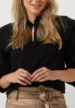 zwarte summum top jersey top 3/4 sleeve jersey and embroidery mic