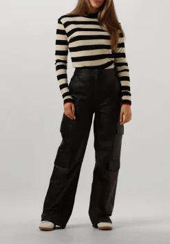 zwarte summum tops & t-shirts turtle neck top sheer jersey stripe