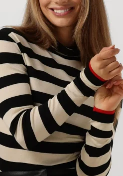 zwarte summum tops & t-shirts turtle neck top sheer jersey stripe