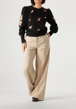 zwarte summum trui puff sleeve embellished sweater