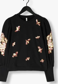 zwarte summum trui puff sleeve embellished sweater